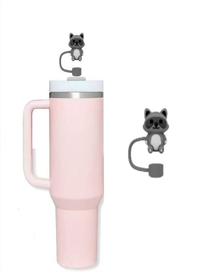 Sluswallow Raccoon Straw Cover for Stanley 40&30 Oz Cup, 10mm Silicone Straw Covers Cap for Stanley Cup Accessories, Cute Topper for Tumblers, Cap Stopper for Reusable Straws Tip Lids - Image 1
